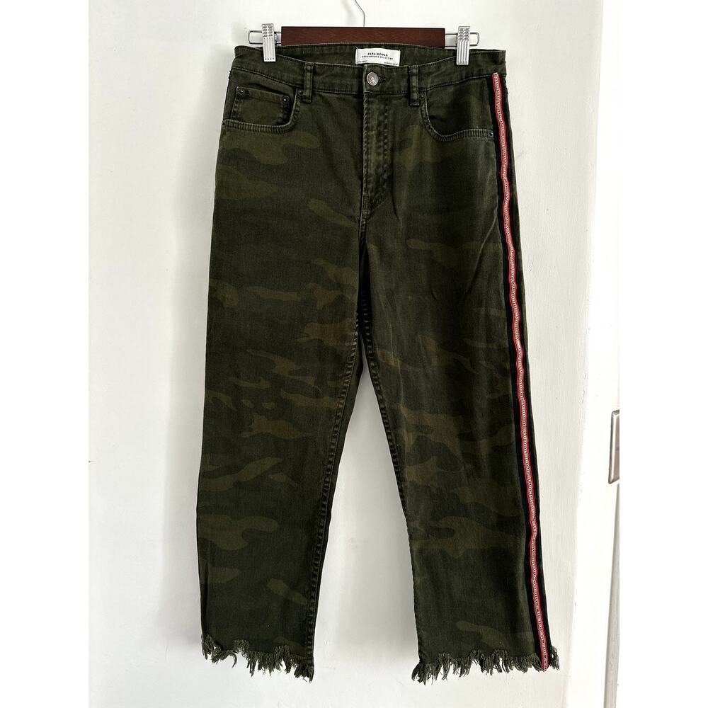 Zara Camo Pants with Rhinestone Detail Size 6